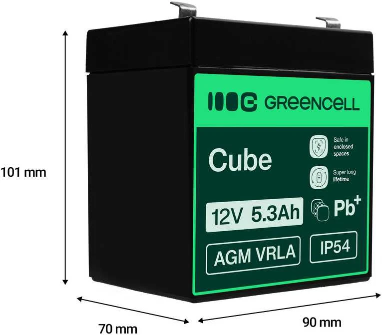 Green Cell Žalias Cell GREENCELL baterija AGM VRLA 12V 5.3Ah
