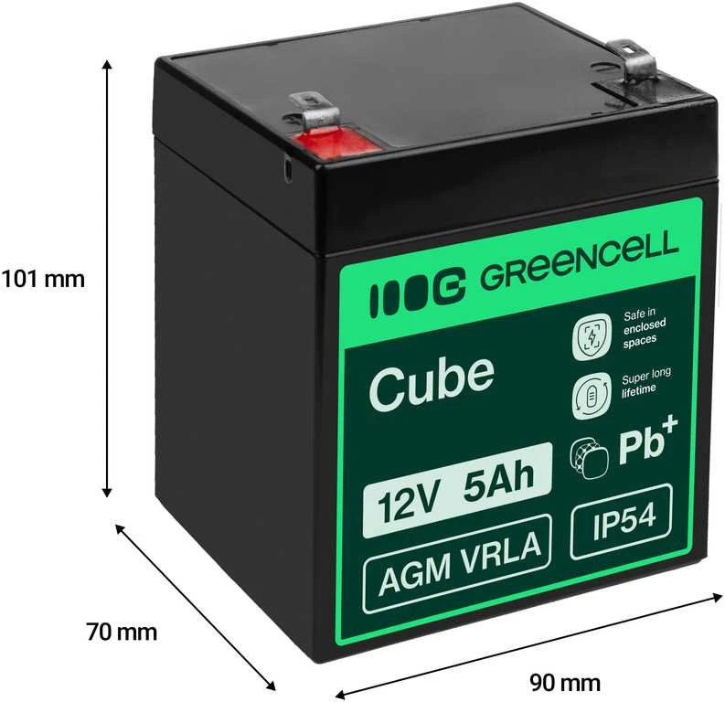 Green Cell Žalias Cell GREENCELL Baterija AGM 12V 5Ah