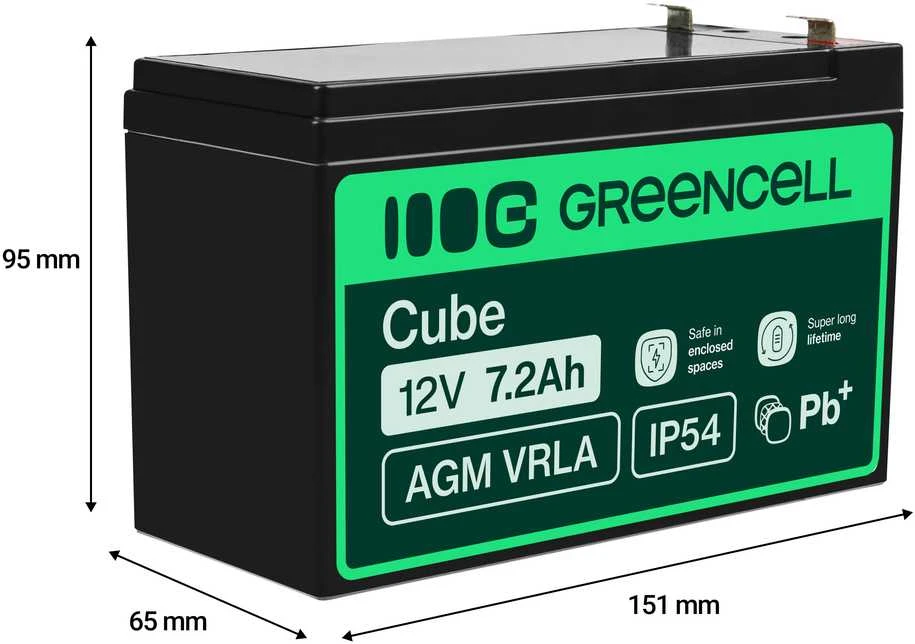 Green Cell Žalias Cell Žalias CELL Baterija AGM 12V7.2AH