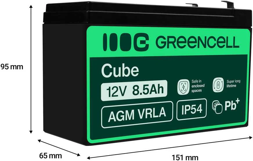 Green Cell Žalias Cell Žalias CELL Baterija AGM VRLA 12V 8.5Ah