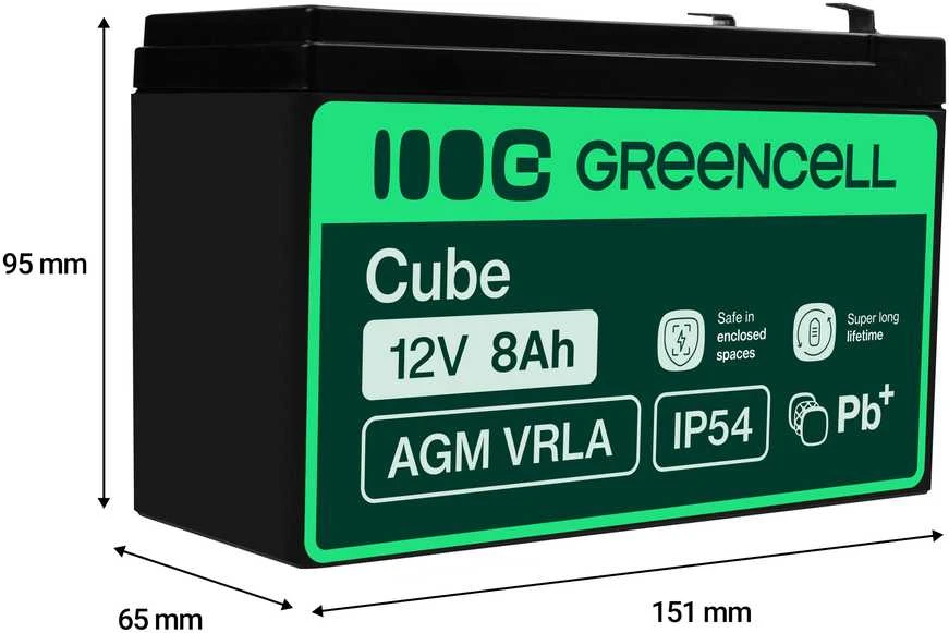 Green Cell® AGM 12V 8Ah VRLA akumuliatorius (AGM46)