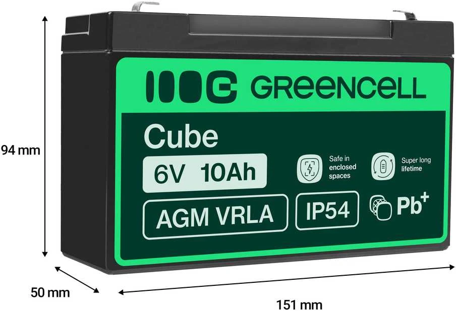 Green Cell Žalias Cell Žalias CELL Akumuliatorius AGM 6V 10 Ah