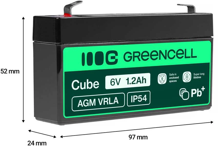 Green Cell Žalias Cell Žalias Cell AGM VRLA akumuliatorius 6V 1.2Ah