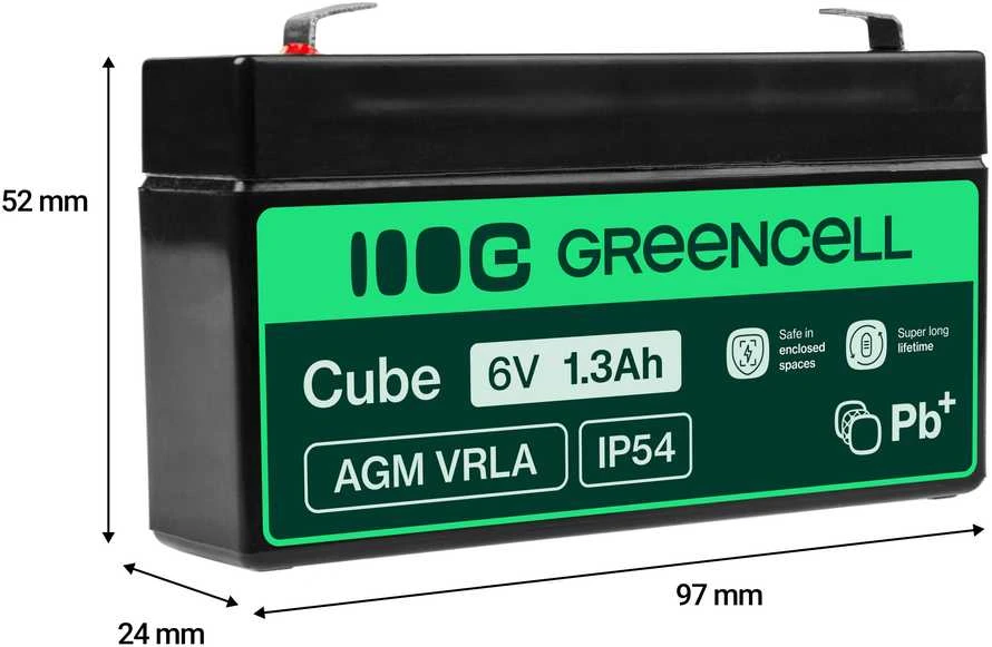 Green Cell Žalias Cell Žalias CELL Akumuliatorius AGM 6V 1,3 Ah