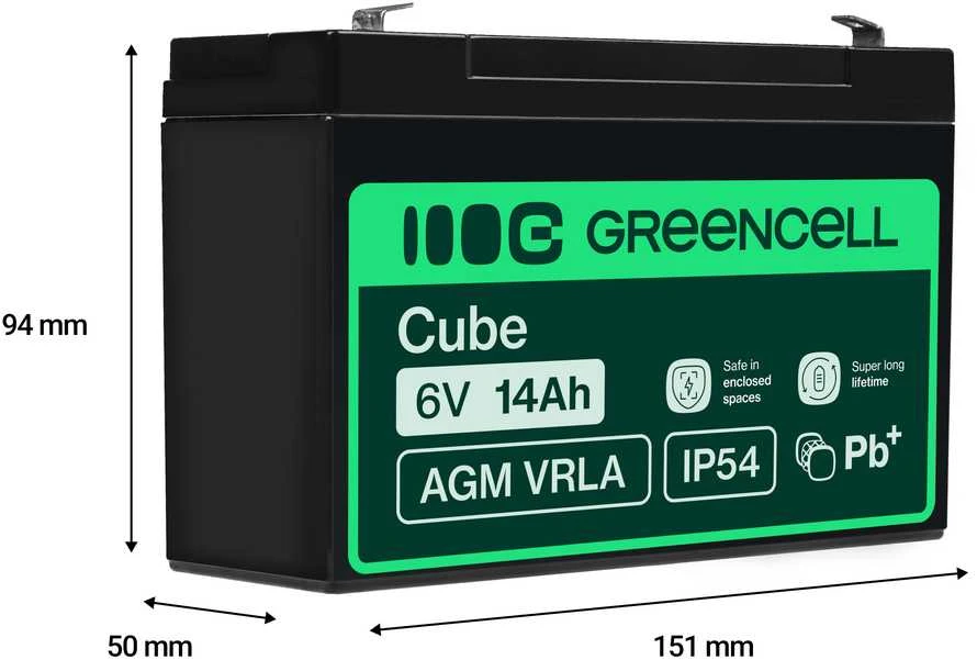 Green Cell Žalias Cell AGM Žalias Cell akumuliatorius 6V 14Ah