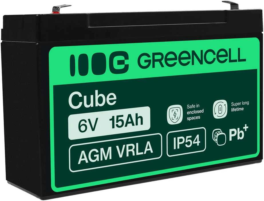 Žalias Cell GREENCELL baterija AGM VRLA 6V 15Ah