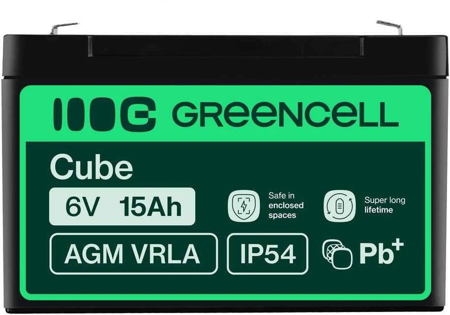Žalias Cell GREENCELL baterija AGM VRLA 6V 15Ah