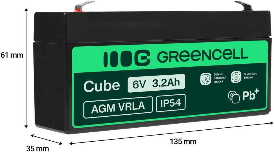 Žalias Cell Žalias CELL Baterija AGM 6V 3,2 Ah