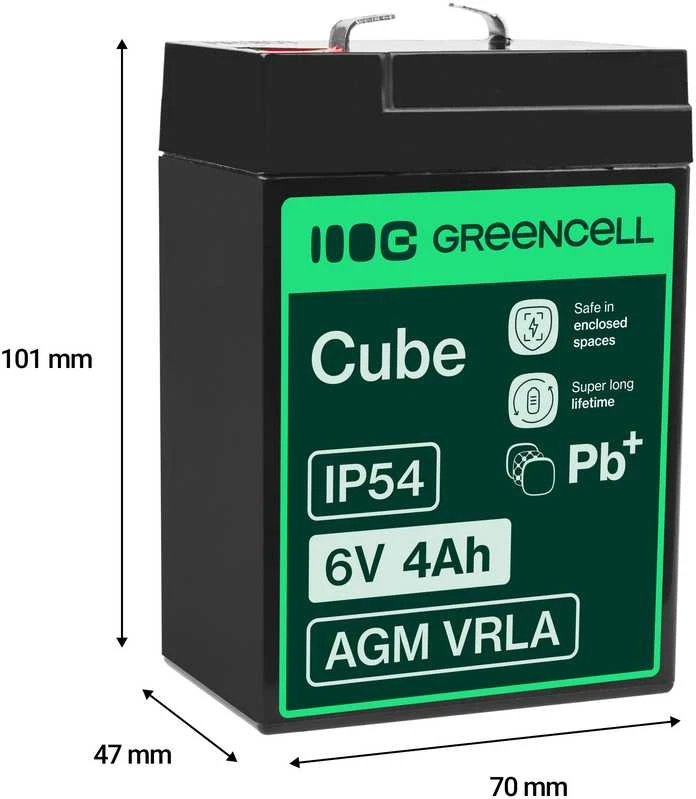 Green Cell Žalias Cell Žalias CELL Akumuliatorius AGM 6V 4.0 Ah