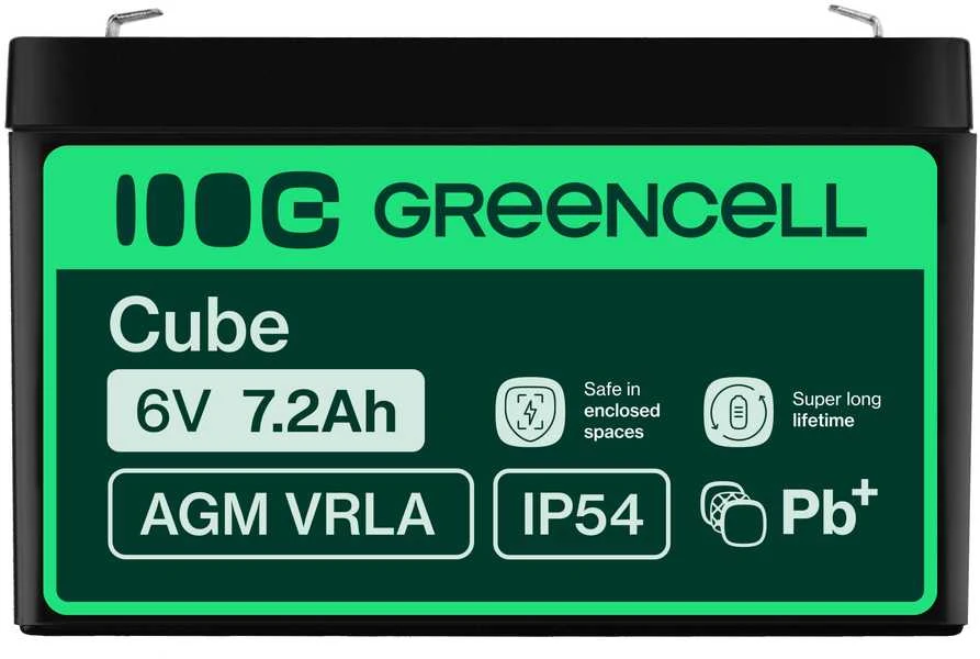 Green Cell Žalias Cell Žalias CELL Baterija AGM VRLA 6V 7.2Ah