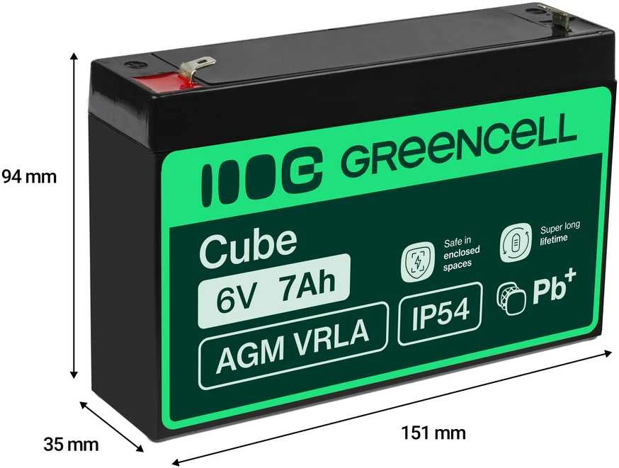Green Cell Žalias Cell Žalias CELL Baterija AGM 6V 7AH