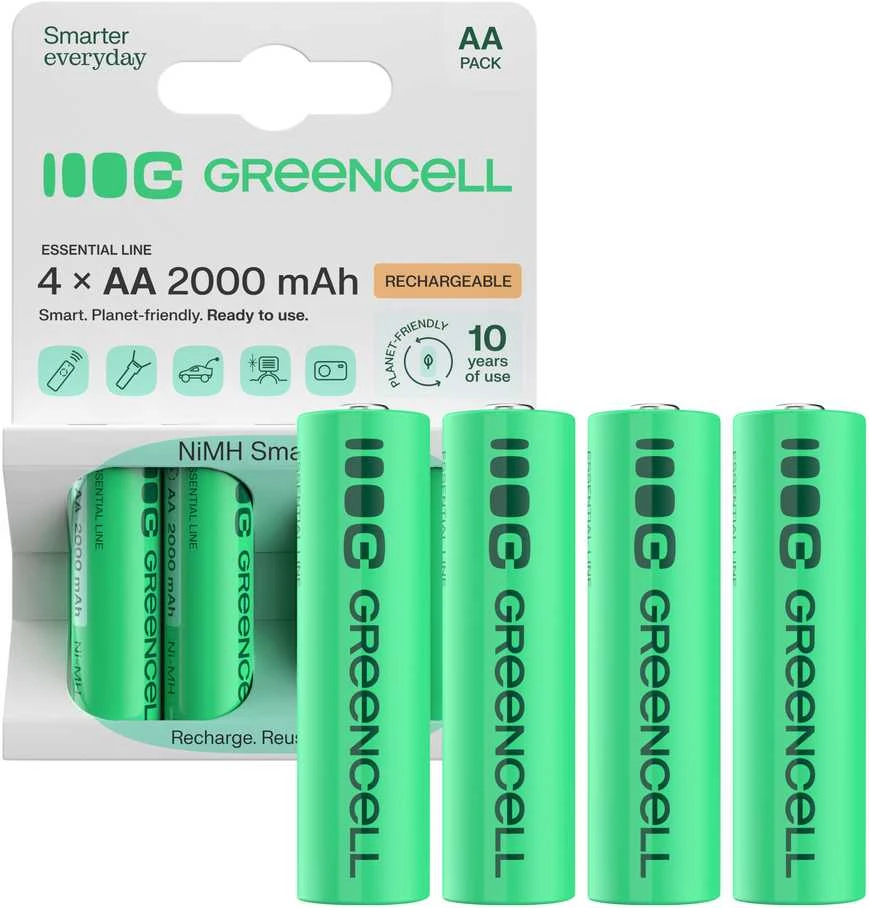 Žalias Cell Baterie Akumulatorki Paluszki 4x AA HR6 2000 mAh