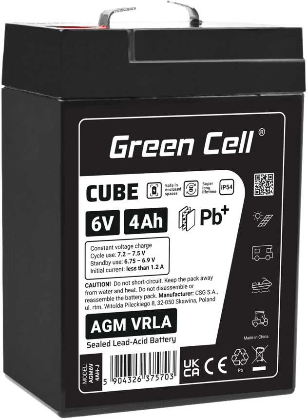 Green Cell 6V 4Ah AGM akumuliatorius su technine etikete