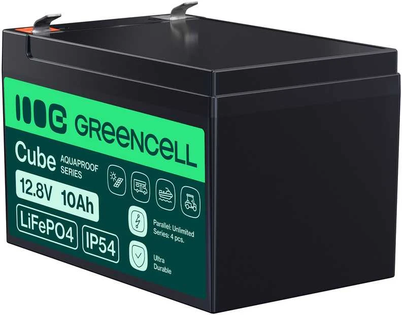 Žalias Cell Žalias Cell CUBE LiFePO4 10Ah 12.8V 128Wh ličio-geležies fosfato baterija, skirta maitinimui ir avariniam apšvietimui, valdymo pultai