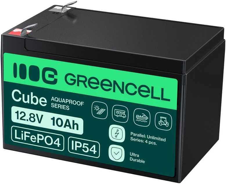 Žalias Cell Žalias Cell CUBE LiFePO4 10Ah 12.8V 128Wh ličio-geležies fosfato baterija, skirta maitinimui ir avariniam apšvietimui, valdymo pultai