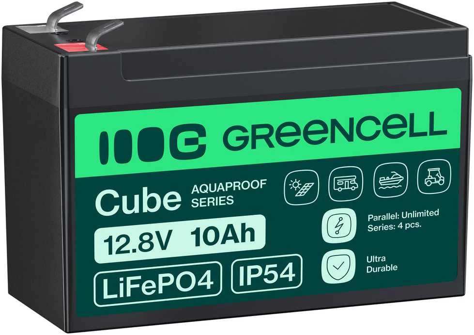 Žalias Cell Žalias Cell CUBE LiFePO4 10Ah 12.8V 128Wh ličio-geležies fosfato baterija, skirta maitinimui ir avariniam apšvietimui, valdymo pultai
