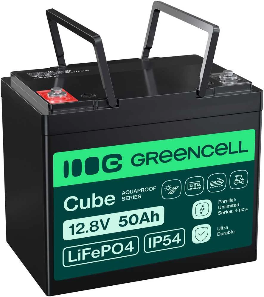 Žalias Cell Žalias Cell CUBE LiFePO4 50Ah 12.8V 640Wh ličio geležies fosfato baterija kemperiui, golfo vežimėliui, vėjo jėgainei