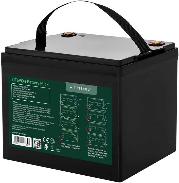 „Žalias Cell“ Žalias Cell LFPGC12V60AH UPS akumuliatorius ličio geležies fosfatas (LiFePO4) 12,8 V 60 Ah