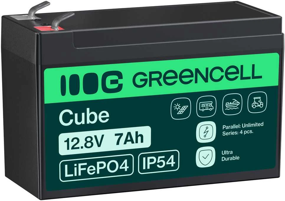 Žalias Cell Žalias Cell CUBE LiFePO4 7Ah 12.8V 89.6Wh ličio geležies fosfato baterija UPS, stebėjimas