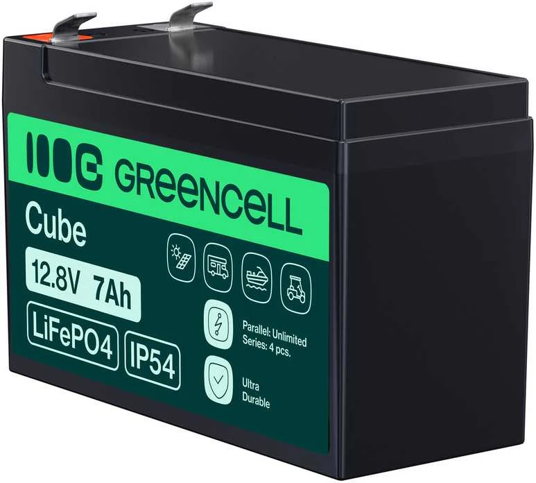 Žalias Cell Žalias Cell CUBE LiFePO4 7Ah 12.8V 89.6Wh ličio geležies fosfato baterija UPS, stebėjimas