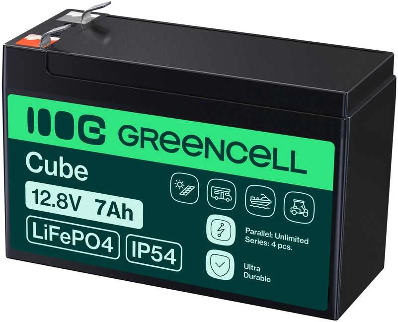 Žalias Cell Žalias Cell CUBE LiFePO4 7Ah 12.8V 89.6Wh ličio geležies fosfato baterija UPS, stebėjimas