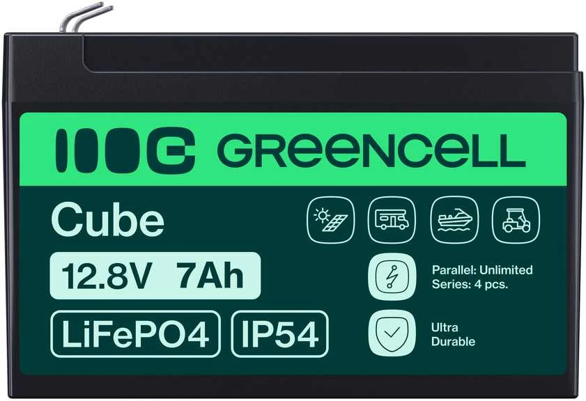 Žalias Cell Žalias Cell CUBE LiFePO4 7Ah 12.8V 89.6Wh ličio geležies fosfato baterija UPS, stebėjimas