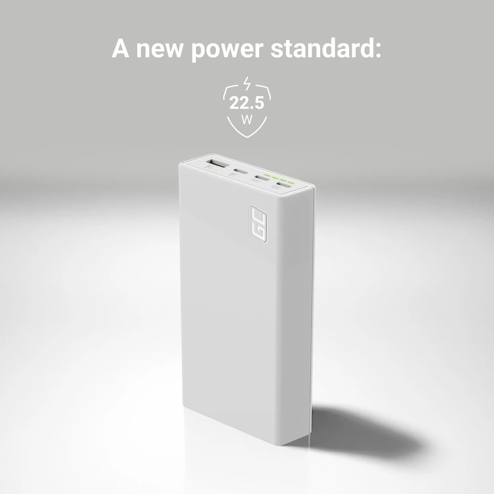 Green Cell Žalias Cell Žalias Cell Power Bank PowerPlay 20000mAh 22.5W - baltas