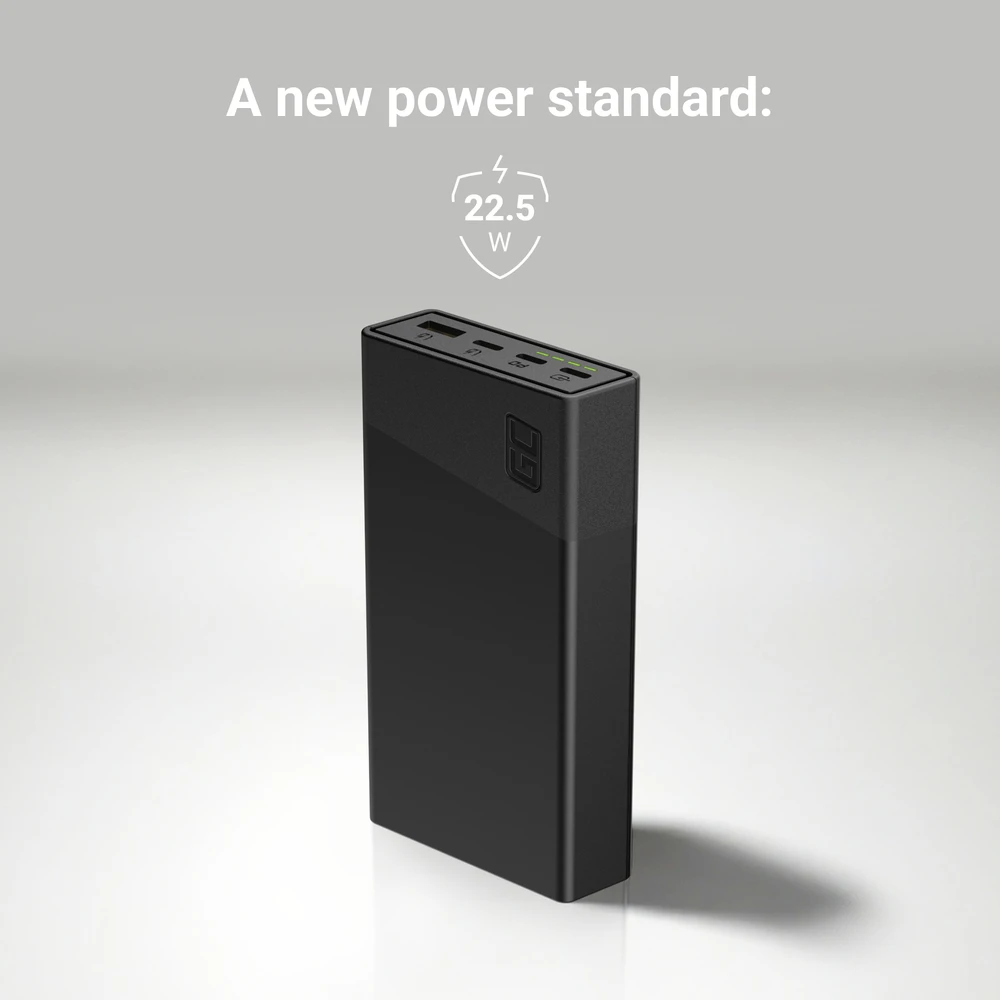 Nešiojamas įkroviklis Green Cell PowerPlay20s Power Bank 20000mAh 22.5W - juodas