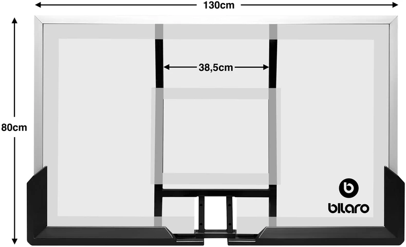 Bilaro Krepšinio lenta 130x80cm polikarbonatas, tvirtinimas kampuose