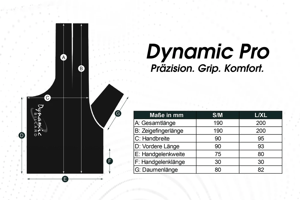 Biliardo pirštinė „Dynamic Pro“, L/XL, kairei rankai