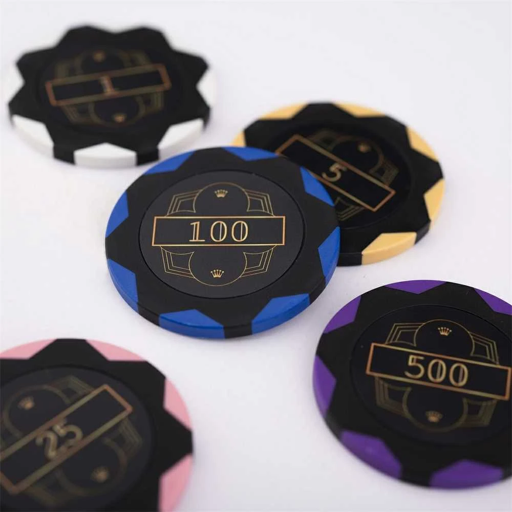 Engelhart Pokerio rinkinys juodame aliuminio dėkle, 300 žetonų, 14g su vertėmis