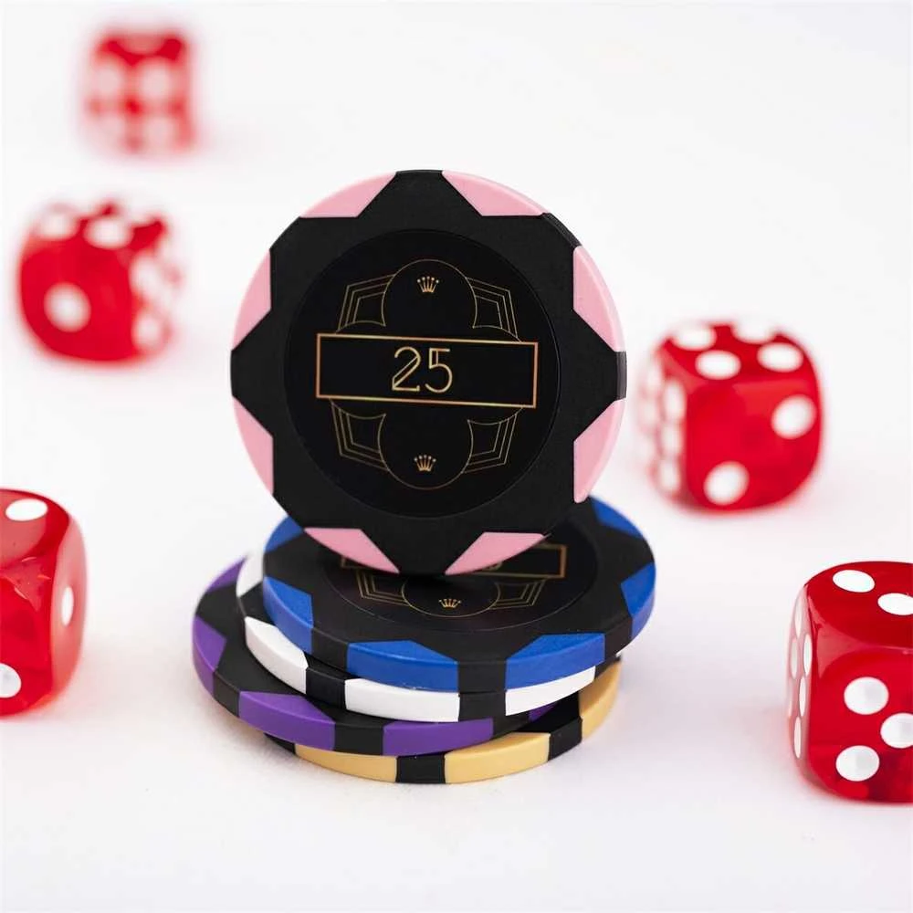 Engelhart Pokerio rinkinys juodame aliuminio dėkle, 300 žetonų, 14g su vertėmis