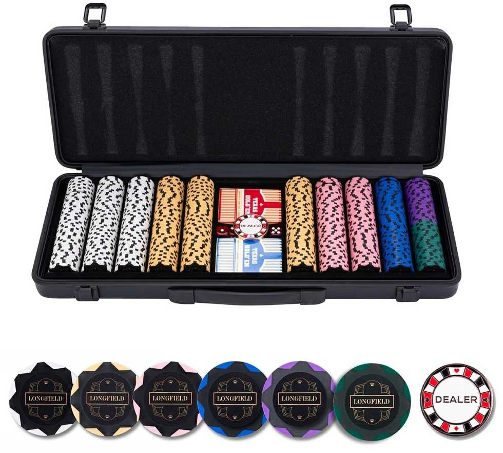 Engelhart Pokerio rinkinys juodame dėkle 500 žetonų, 14g