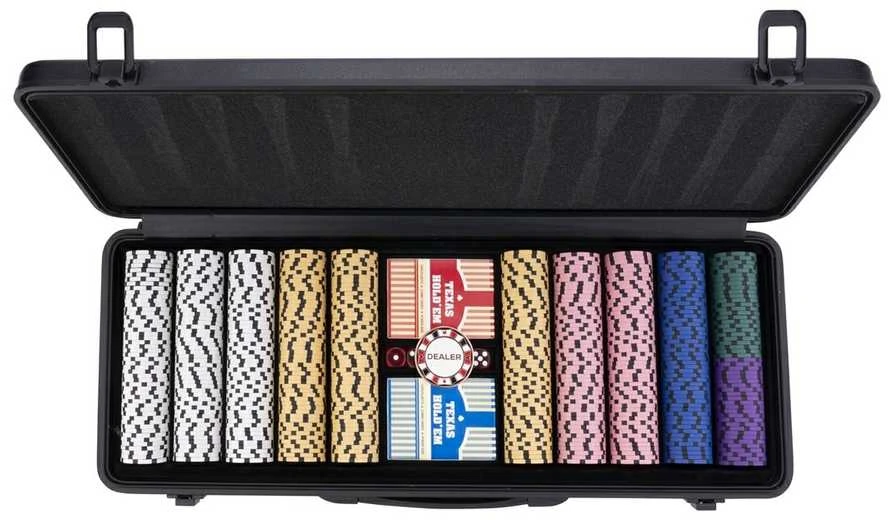 Engelhart Pokerio rinkinys juodame dėkle 500 žetonų, 14g