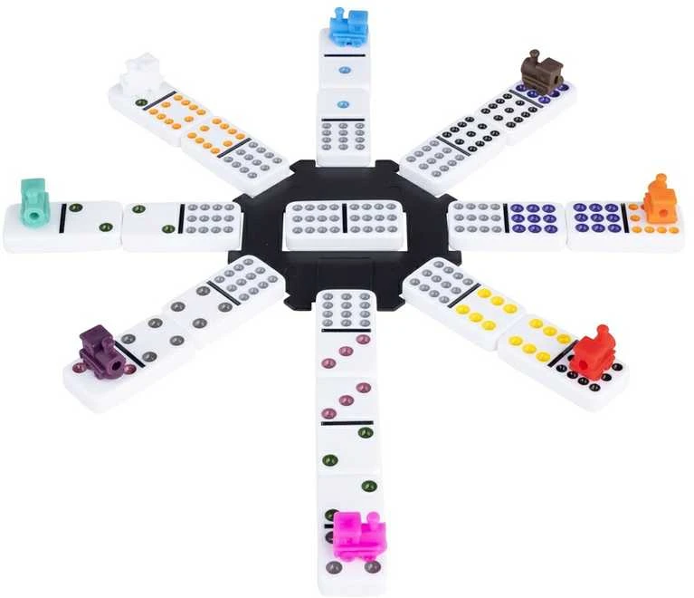 Longfield Engelhart Stalo žaidimas domino Mexican Train Double 12, medinėje dėžutėje, 91 kauliukai