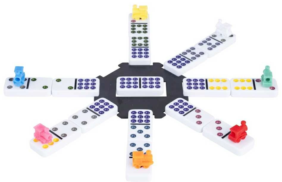 Engelhart Stalo žaidimas domino Mexican Train Double 9, medinėje dėžutėje, 55 kauliukai