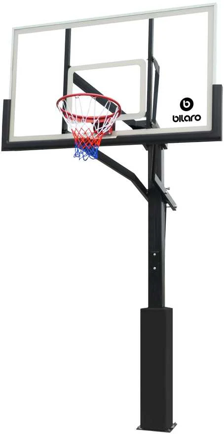 Įbetonuojamas krepšinio stovas Bilaro Tuscon 152x90cm, 10mm grūdintas stiklas + apsauga