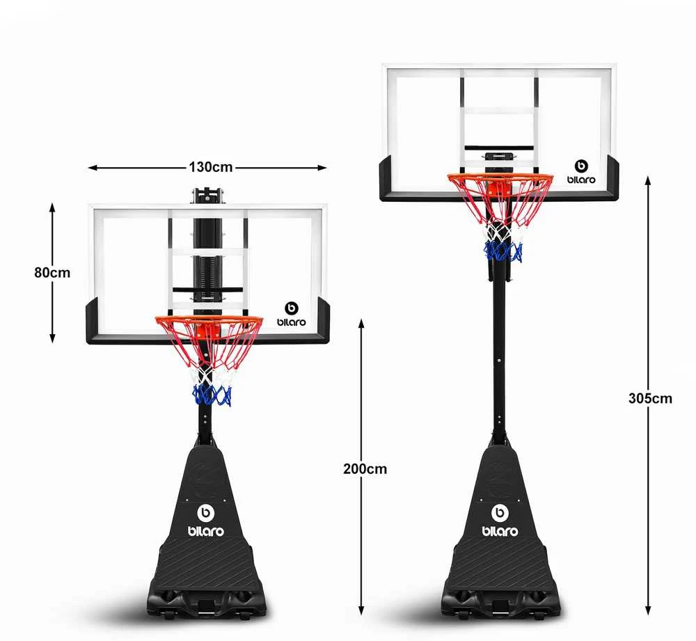 Mobilus krepšinio stovas Bilaro Houston Class 130x80cm, 6mm grūdintas stiklas