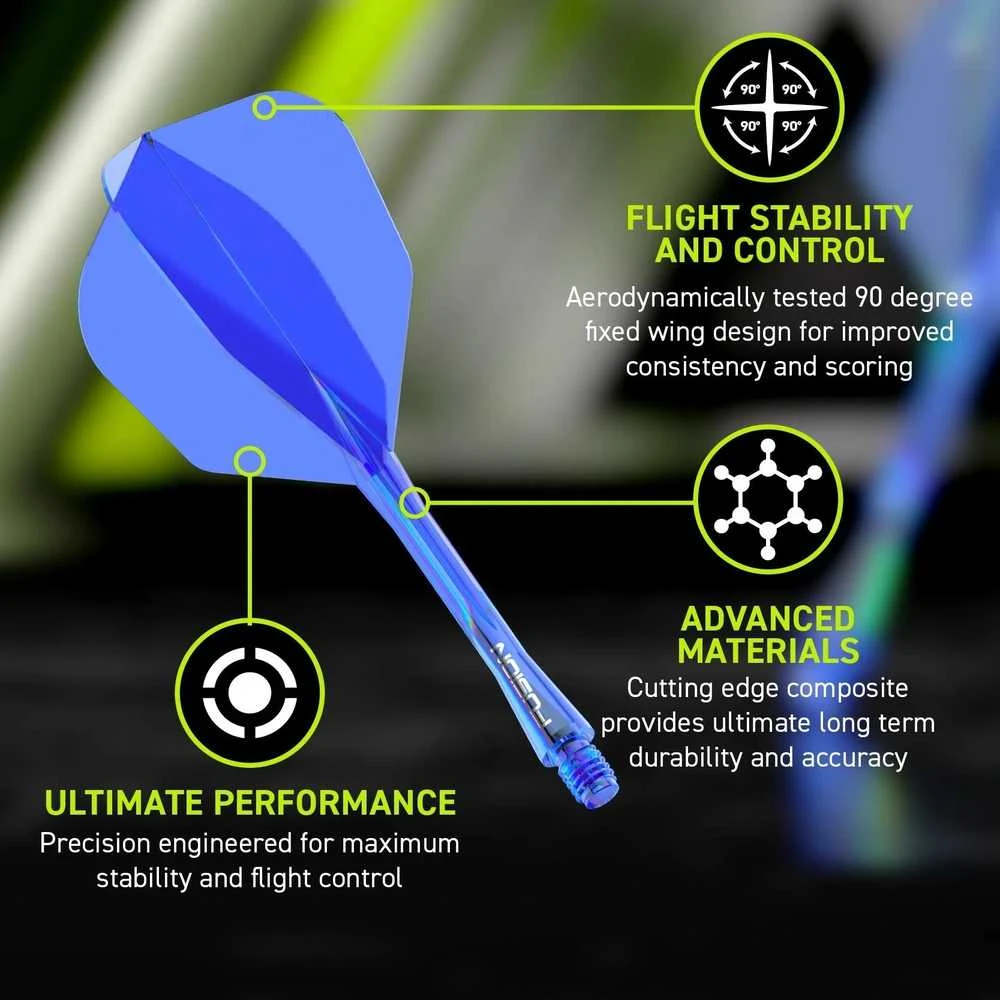 Smiginio strėlyčių integruota kotelio ir sparnelio sistema Winmau Fusion Integrated Flight Shaft 6 Intermediate Mėlyna