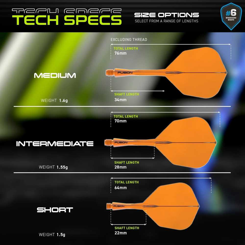 Smiginio strėlyčių integruota kotelio ir sparnelio sistema Winmau Fusion Integrated Flight Shaft 6 Oranžinis