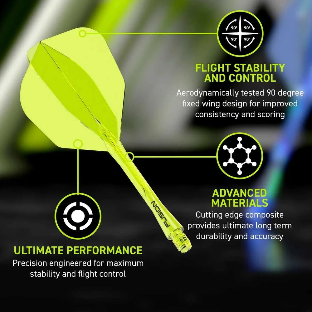Smiginio strėlyčių integruota kotelio ir sparnelio sistema Winmau Fusion Integrated Flight Shaft 6 Intermediate Geltona