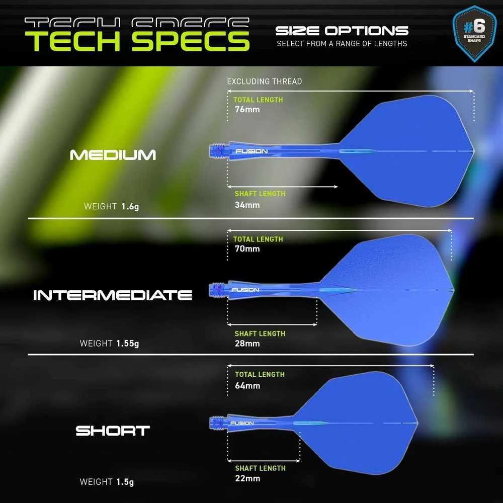 Smiginio strėlyčių integruota kotelio ir sparnelio sistema Winmau Fusion Integrated Flight Shaft 6 Intermediate Mėlyna