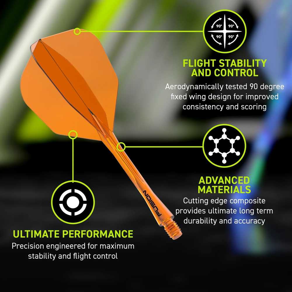 Smiginio strėlyčių integruota kotelio ir sparnelio sistema Winmau Fusion Integrated Flight Shaft 6 Oranžinis