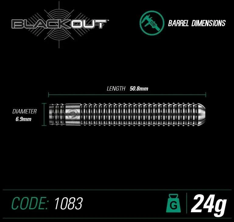 Smiginio strėlytės Winmau Blackout 1 90% Steel Tip 23 g