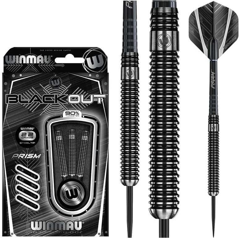 Smiginio strėlytės Winmau Blackout 1 90% Steel Tip 23 g