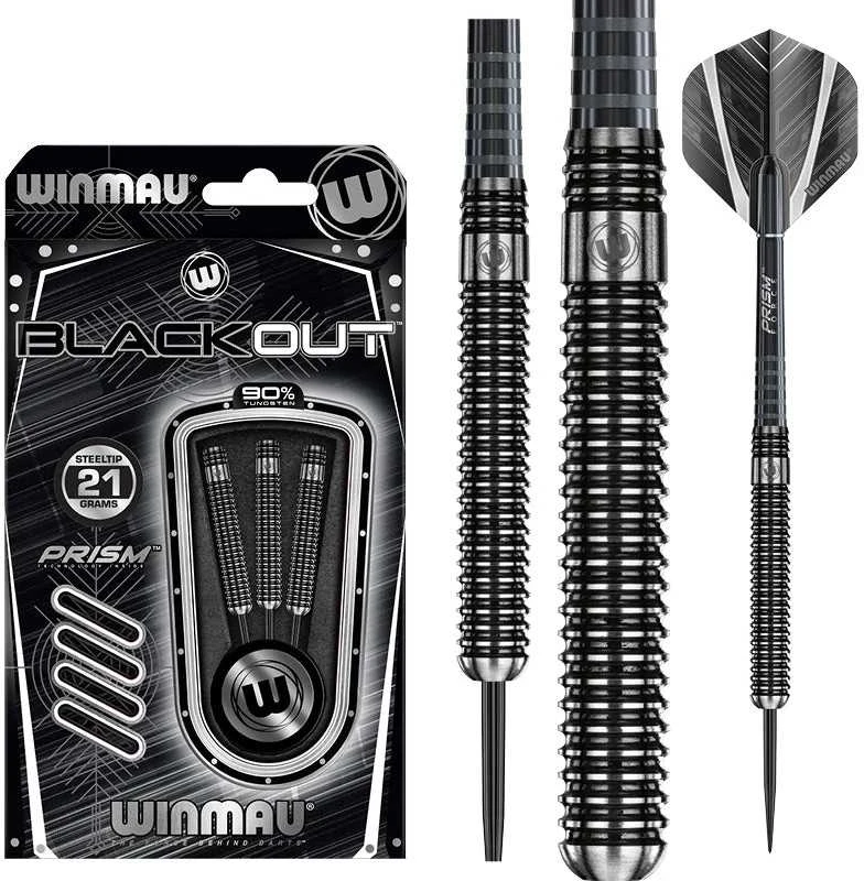 Smiginio strėlytės Winmau Blackout 1 90% Steel Tip 23 g