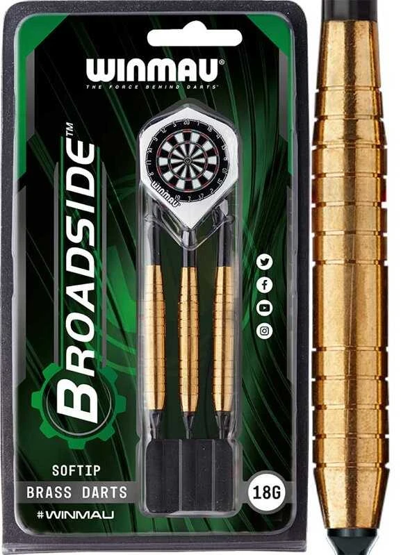 Smiginio strėlytės Winmau Broadside Brass 16 g Barrel / ~18 g Full Weight soft tip