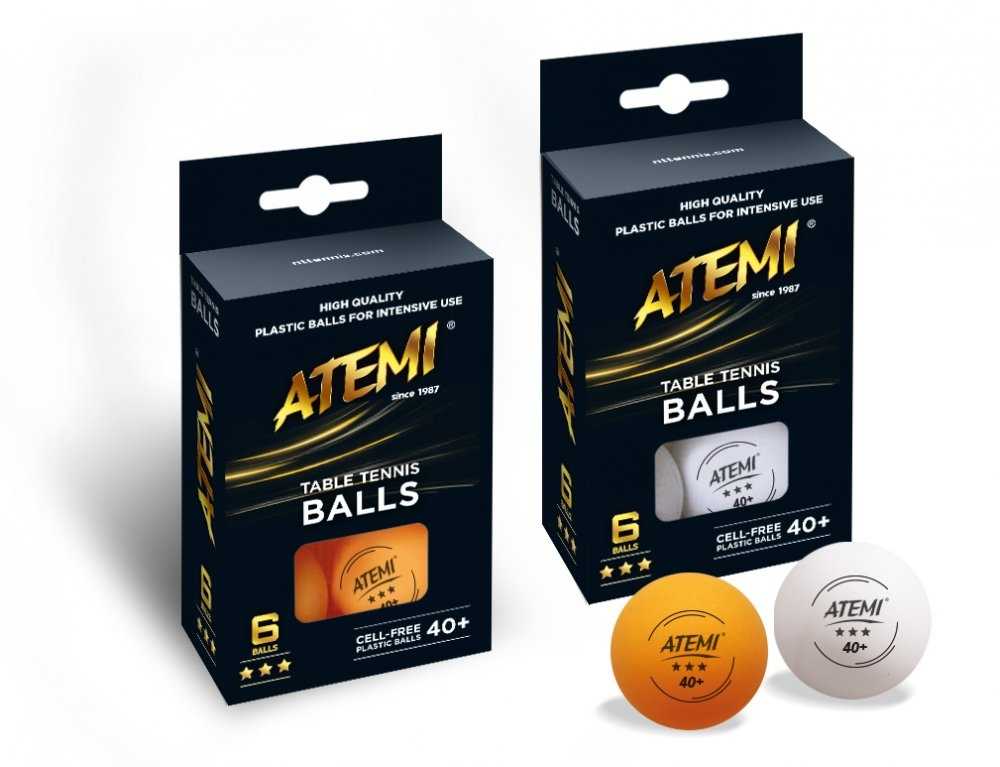 Stalo teniso kamuoliukai Atemi 3* balti (6vnt.pak.)