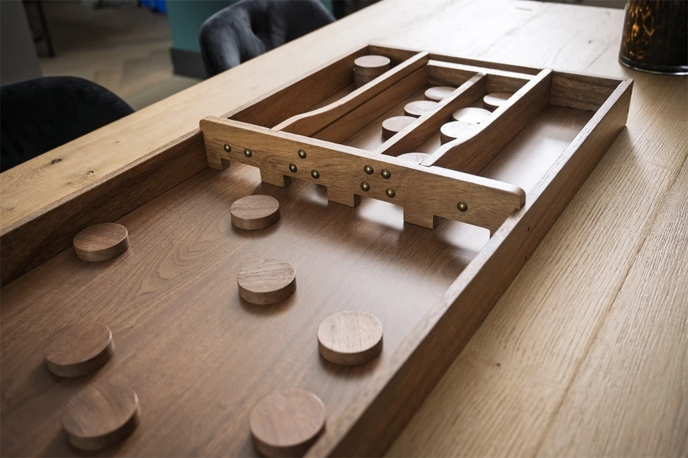 Stalo žaidimas Shuffleboard Engelhart, riešutmedis, 200 x 40.8 x 7.5 cm