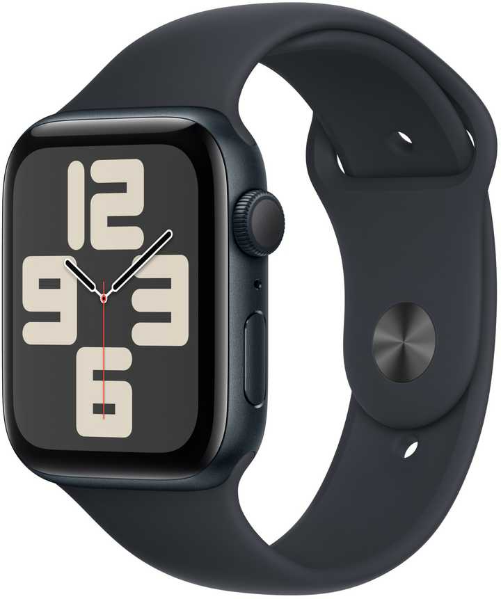 Išmanusis laikrodis Apple Watch SE GPS 44mm Midnight Aliuminio dėklas su Midnight Sport Band – M/L